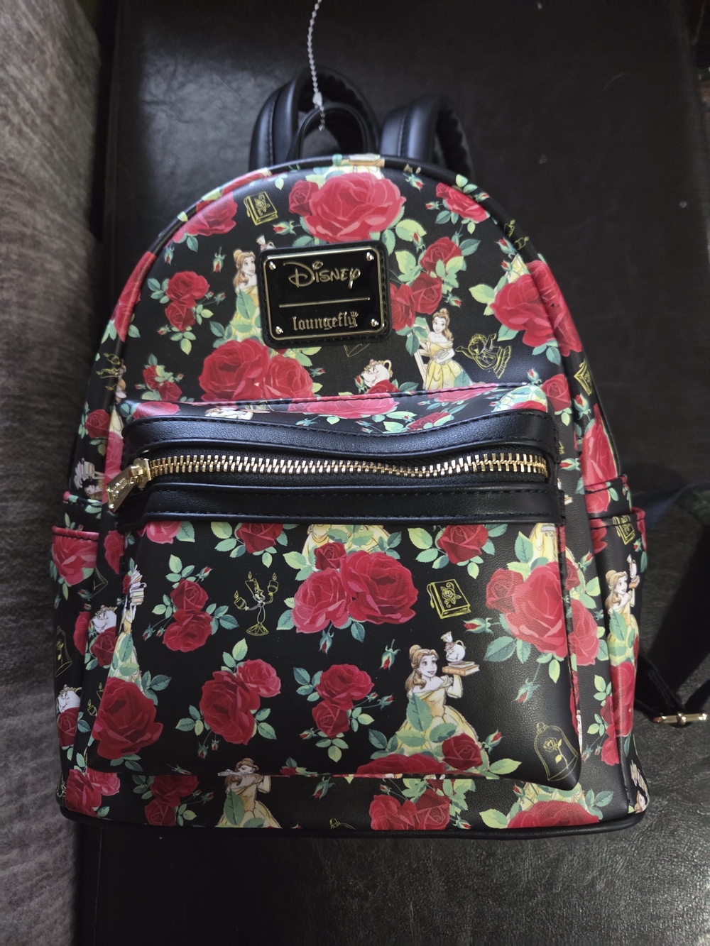Loungefly Black Backpack with Red Rose Beauty & the Beast Print